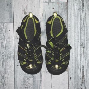 Keen sandals- black and lime green- boys size 2